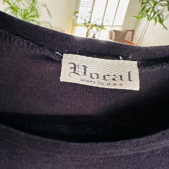 Y2K VOCAL Black Tee T Shirt with Embellished Cross on Front and Back Size Sm/M - Picture 3 of 5